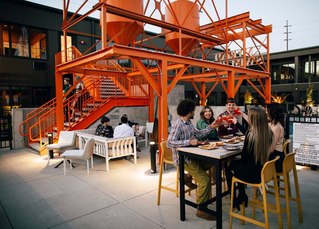 Pool Lounge Orange Dust Collector Event Space.